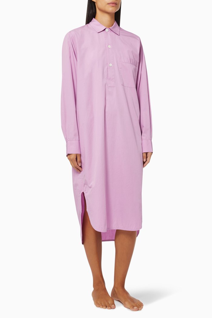 

Poplin Night Shirt Dress in Organic Cotton, Pink