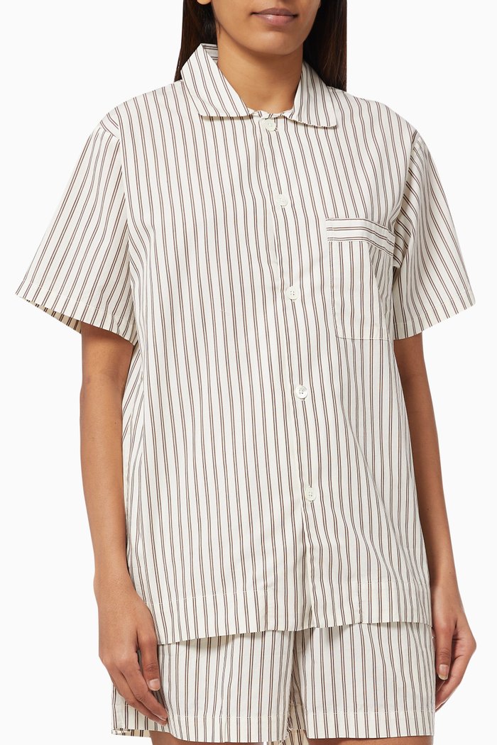 

Hopper Stripes Poplin Short Sleeve Shirt in Organic Cotton, Neutral