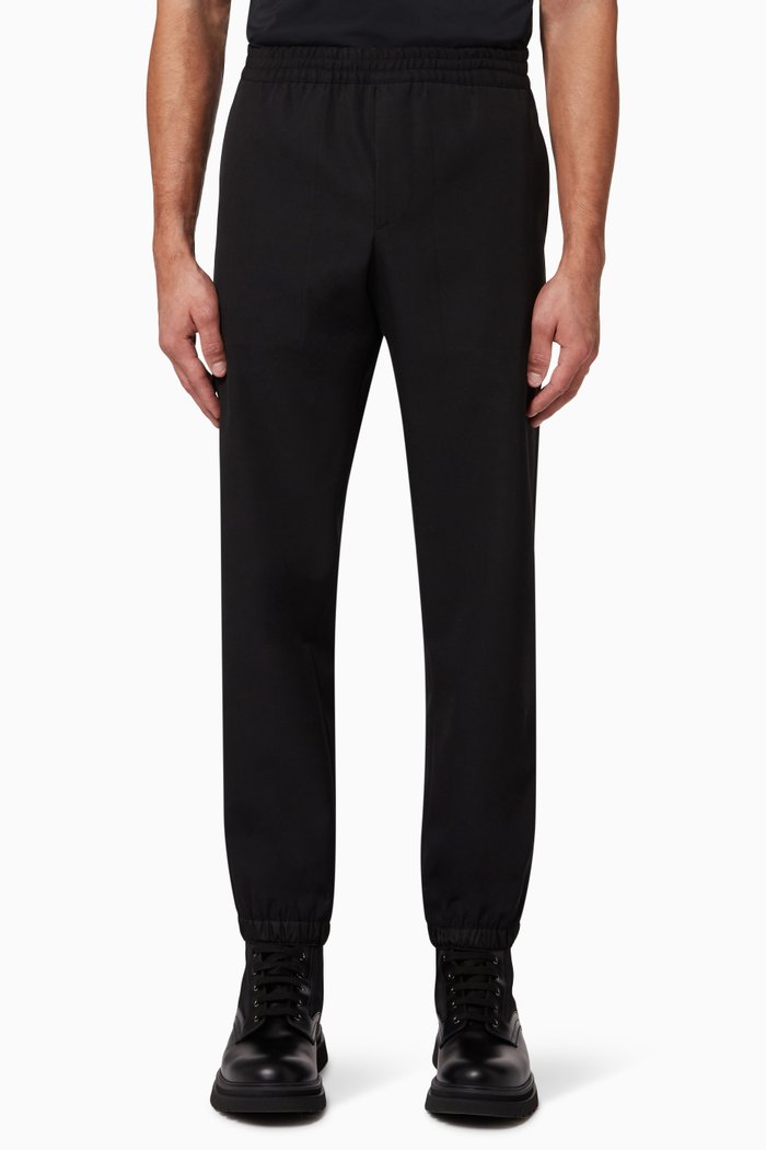 

Triangle Logo Cargo Pants in Wool Gabardine, Black