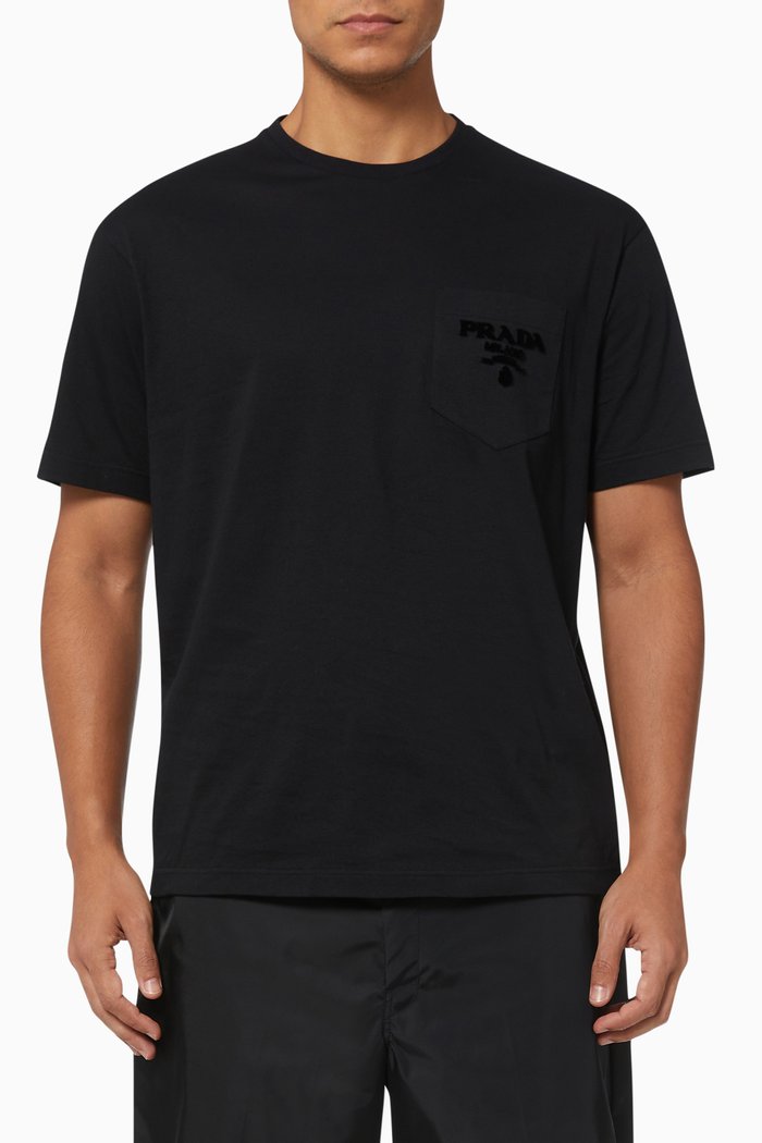 

Embroidered Logo T-shirt in Cotton Jersey, Black