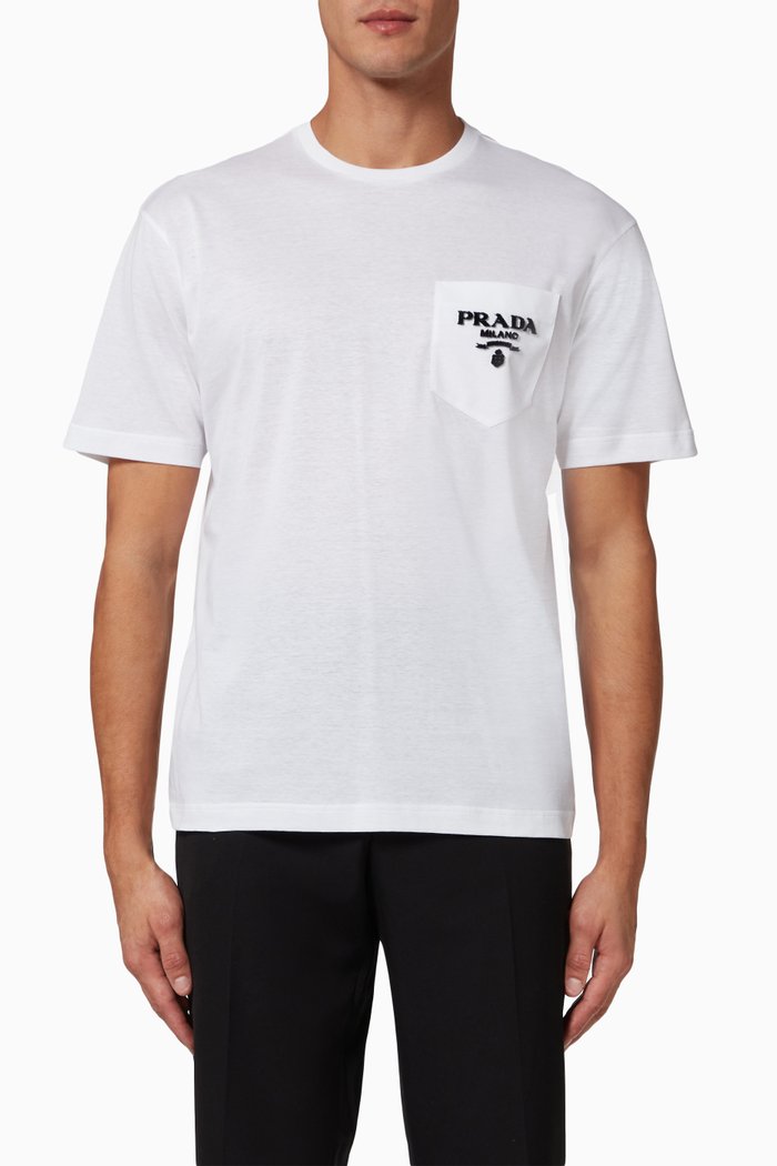 

Embroidered Logo T-shirt in Cotton Jersey, White