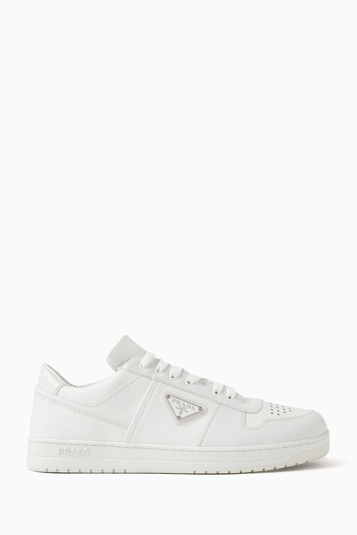 Logo Downtown Low-top Sneakers in Leather, White