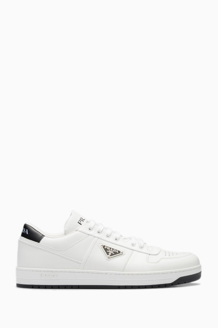 

Triangle Logo Sneakers in Calfskin Leather, White