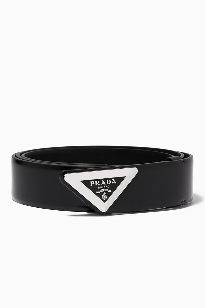 

Triangle Logo Belt in Leather, Black