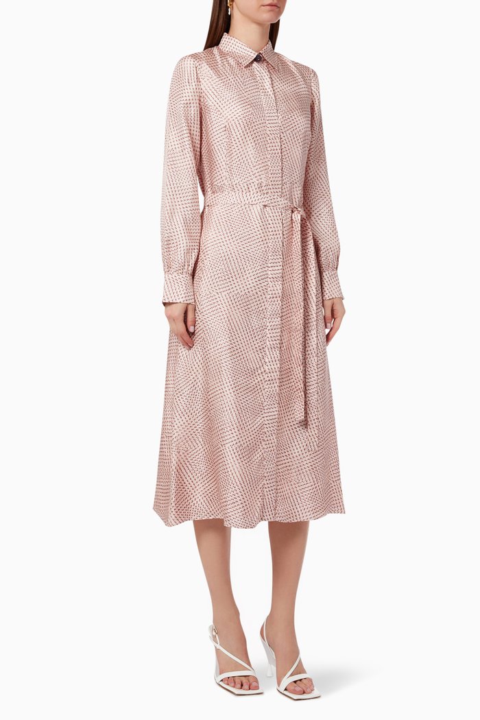 

Polka Shirt Dress in Silk, Pink