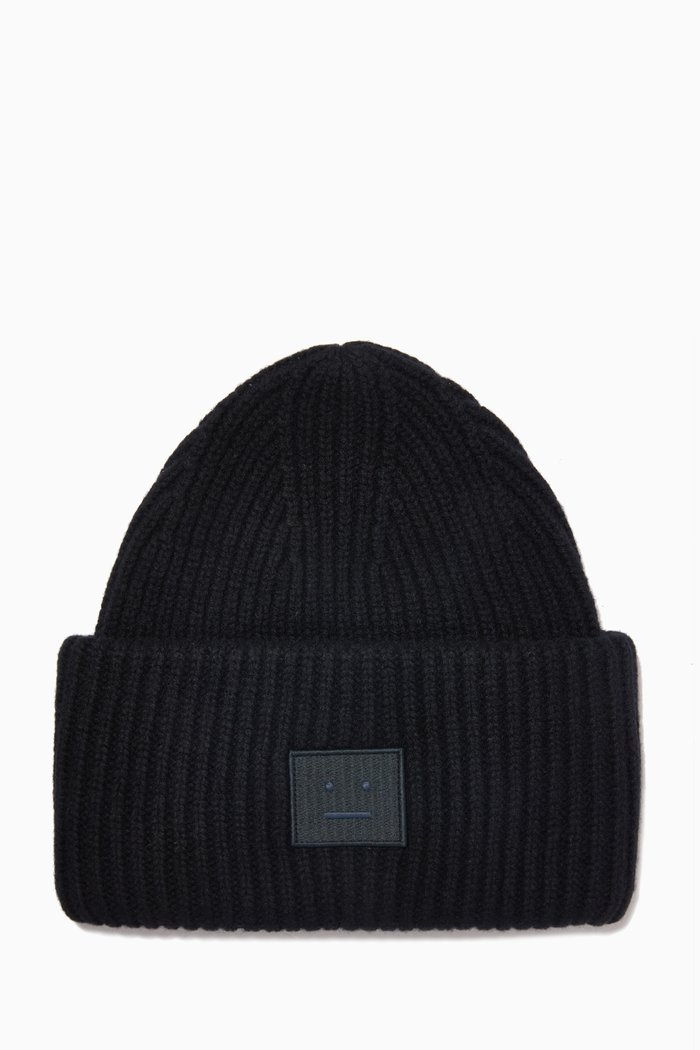 Pansy N Face Beanie in Wool, Black
