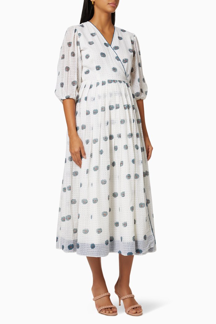 

Orchid Wrap Dress in Organza, White