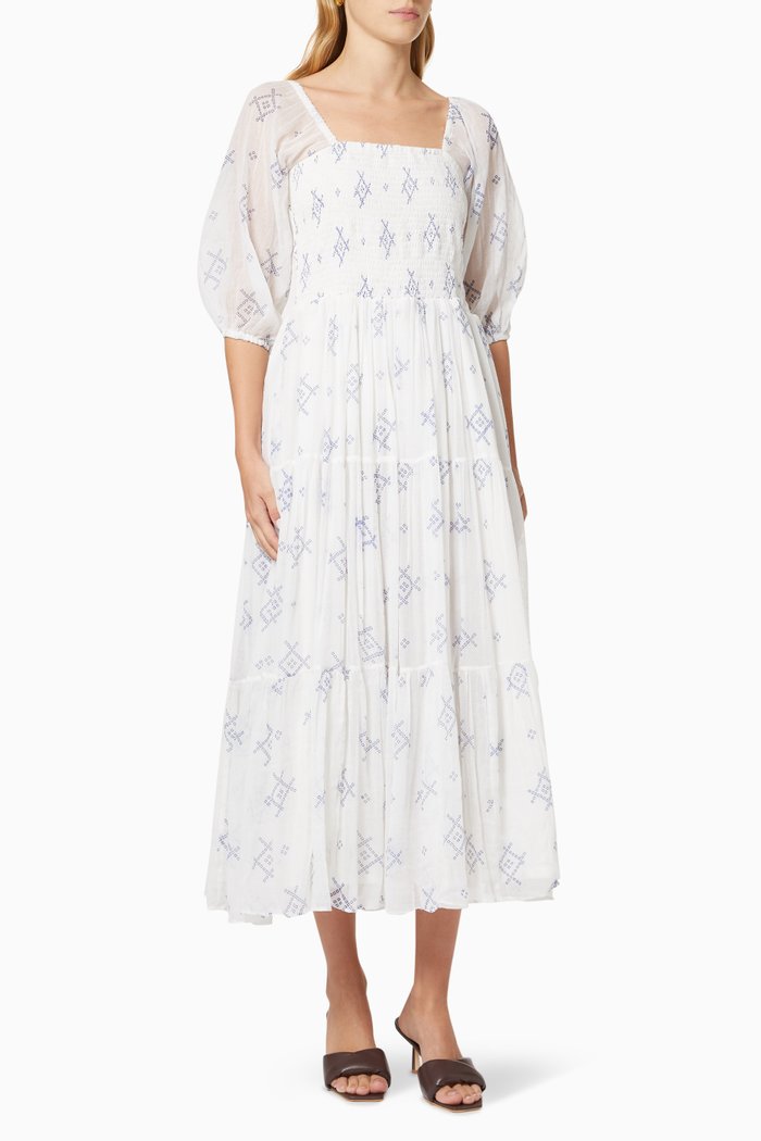 

3 Tiered Dress in Organza, White