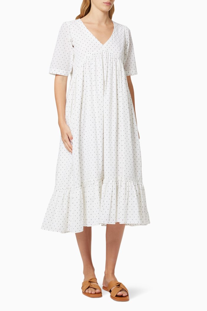 

Horizon Printed Dress in Cotton, White