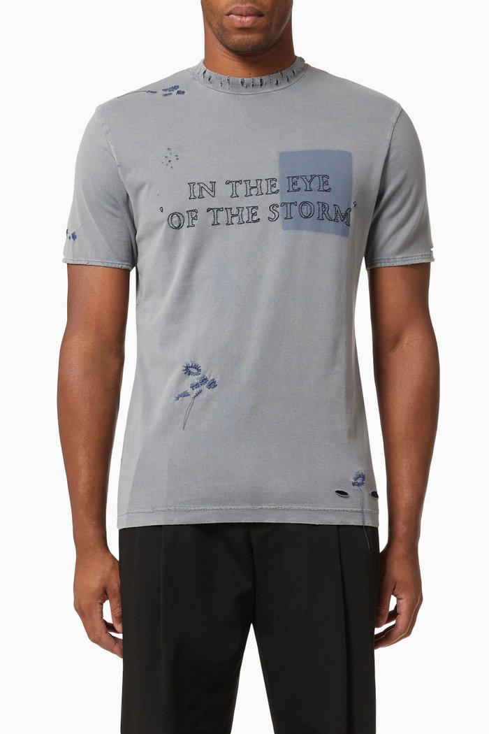 

Distressed T-shirt in Organic Cotton, Blue