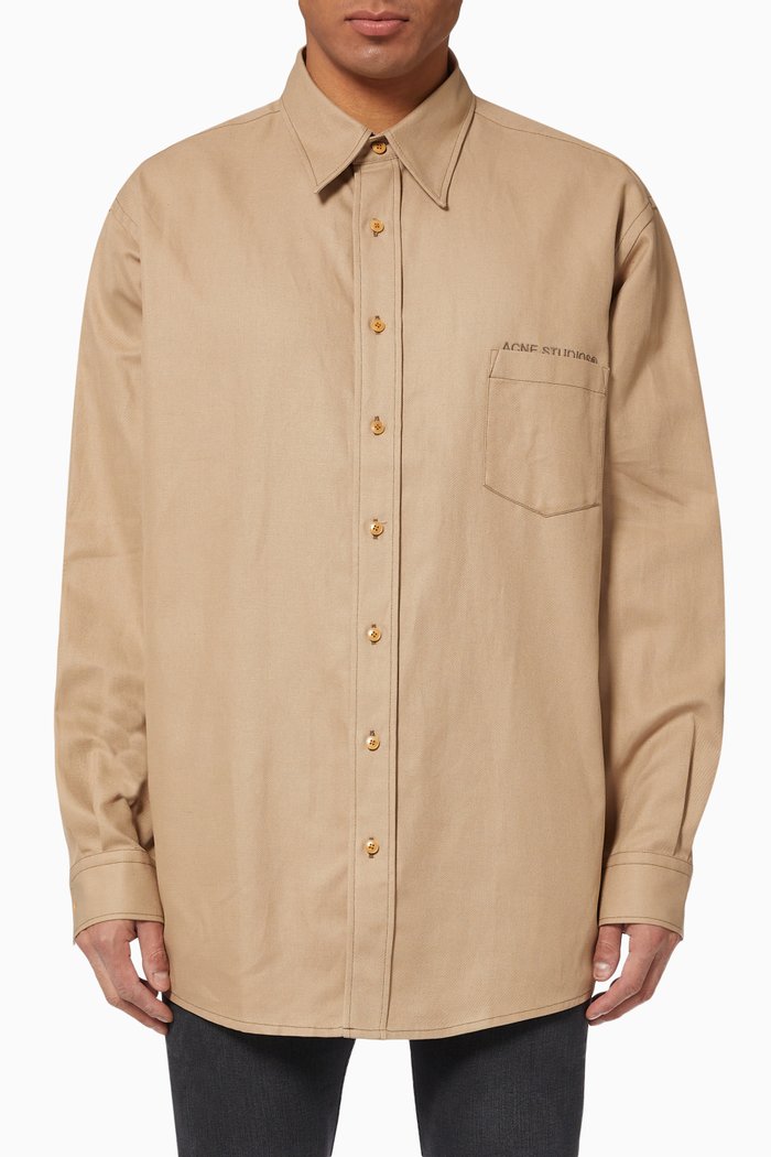 

Long Sleeve Shirt in Linen Blend, Neutral