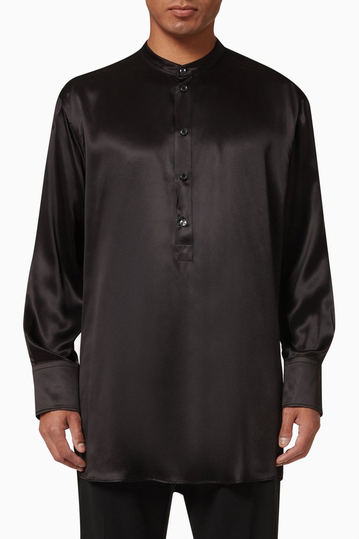 

Loose Fit Shirt in Silk, Black