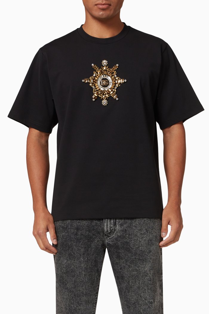

Crystals DG Logo T-shirt in Technical Stretch Jersey, Black