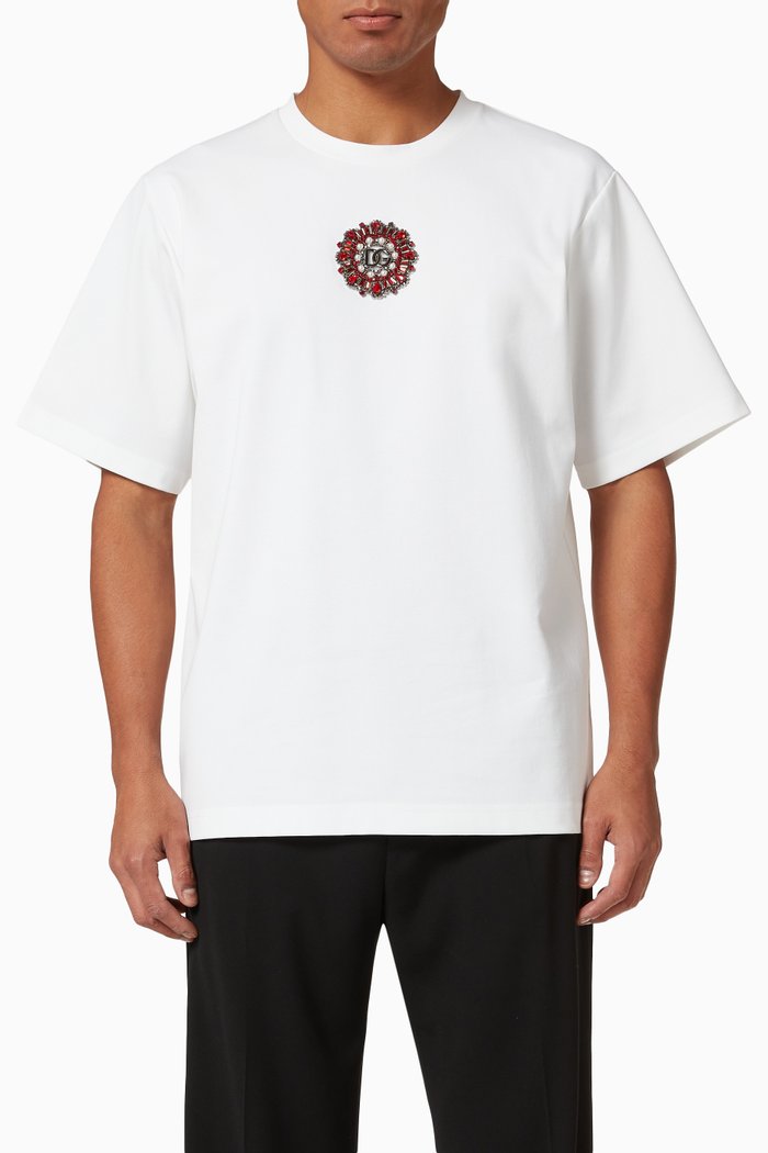 

Jersey T-Shirt in Cotton Stretch Blend, White