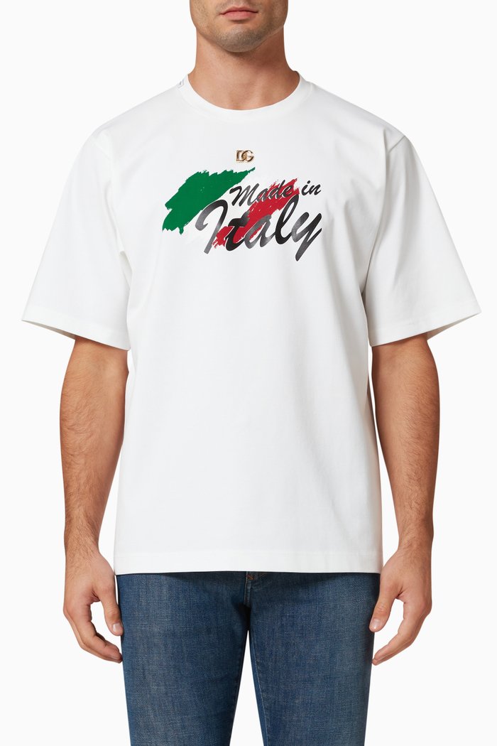 

Patriotic Print T-shirt in Cotton, White