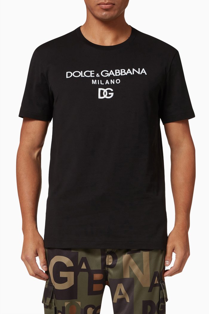 

Iconic DG Logo T-shirt in Cotton Jersey, Black