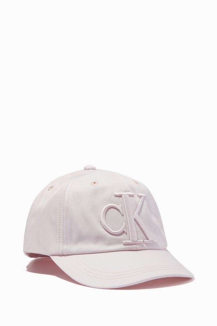 

CK Logo Baseball Cap in Organic Cotton, Pink