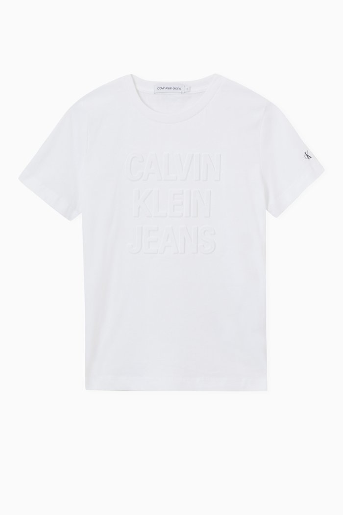 

Tonal Debossed T-shirt in Cotton Jersey, White