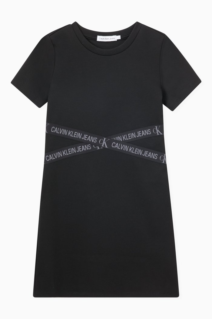 

Cross Logo Tape Dress in Stretch Jersey, Black