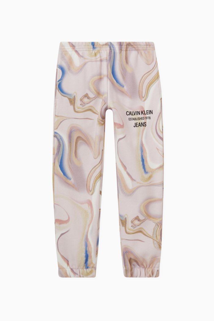 

Liquid Print Sweatpants in Organic Cotton Terry, Pink