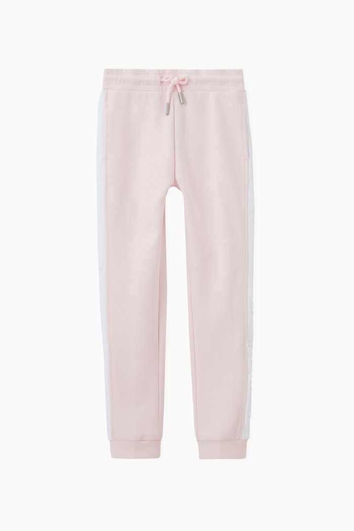 Debossed Logo Jogging Pants in Cotton Blend, Pink