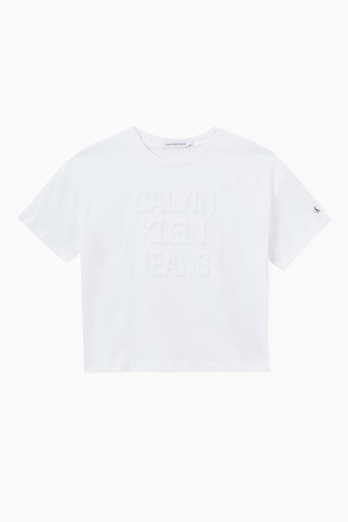 

Tonal Debossed T-shirt in Cotton Jersey, White