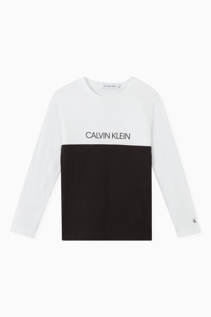 

Colour Block Sweater in Organic Cotton Knit, Black