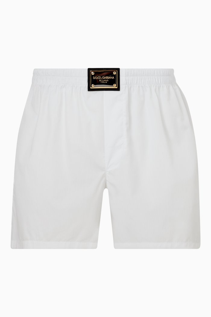 

Logo Boxer Shorts in Cotton Poplin, White