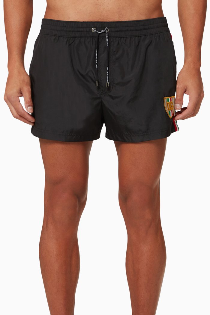 

DG Patch Short Swim Trunks in Polyester, Black