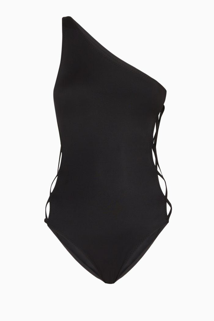 One Shoulder X Mio One Piece Swimsuit, Black