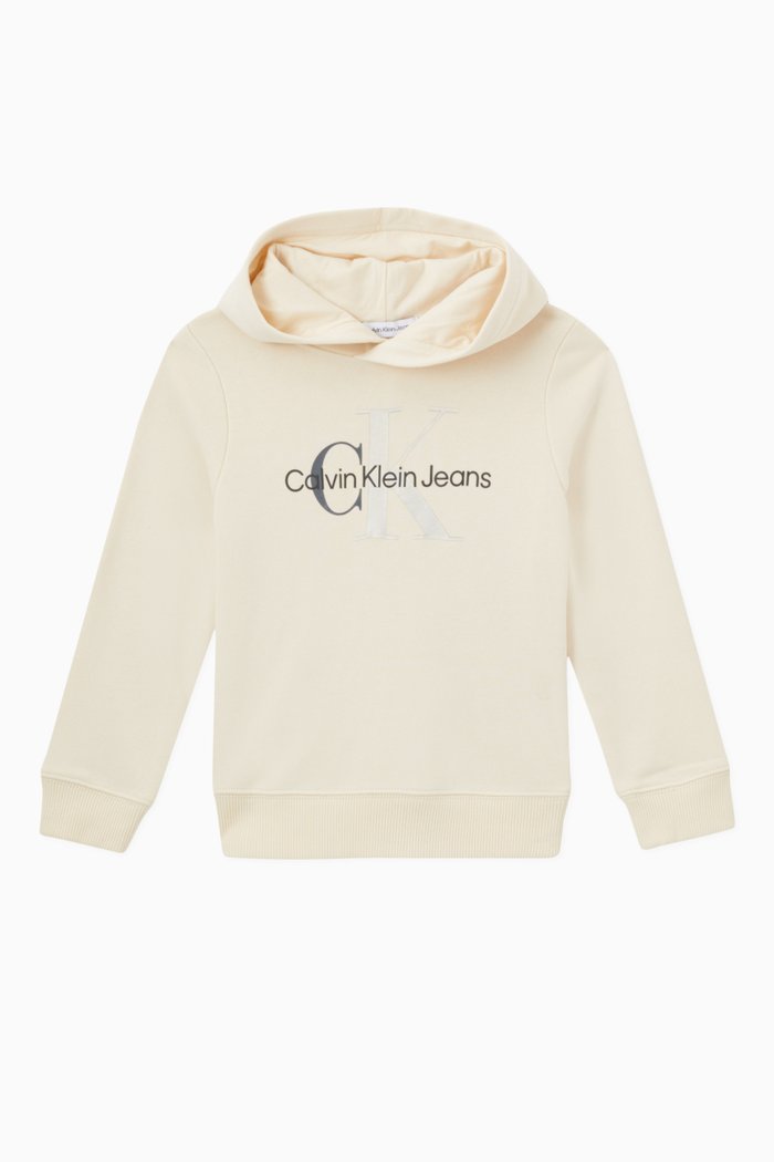 

Mixed Logo Monogram Hoodie in Cotton Fleece, Neutral