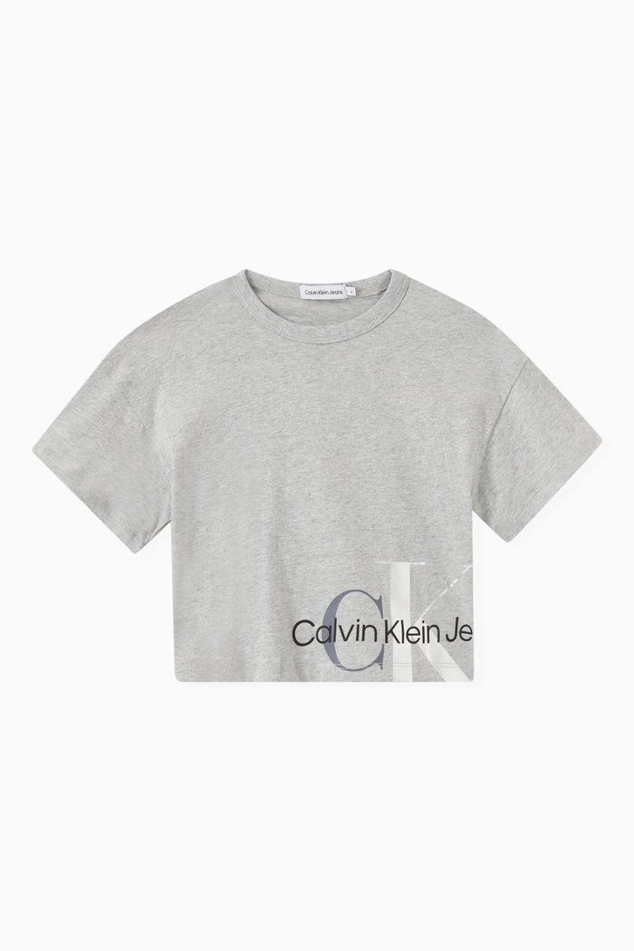 

Boxy Cropped T-shirt in Organic Cotton, Grey