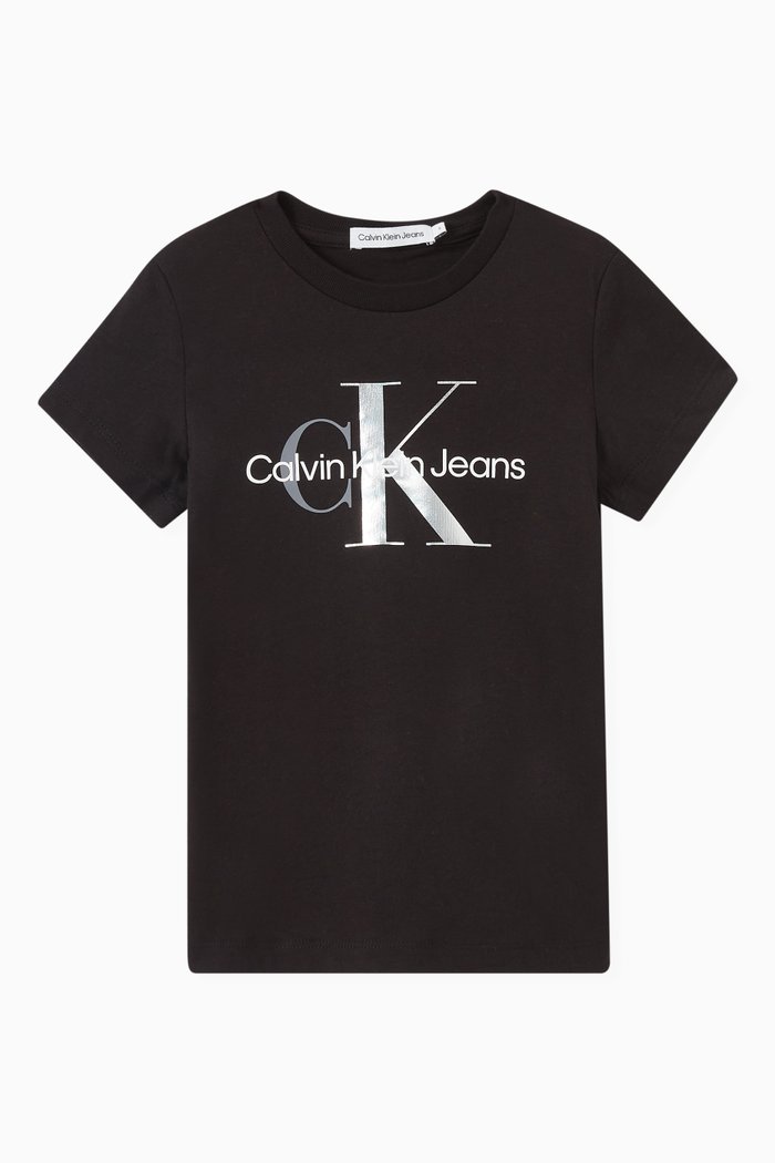 Slim Logo T-shirt in Organic Cotton, Black