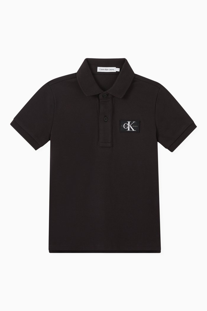 

Badge Polo Shirt in Cotton Piqué, Black