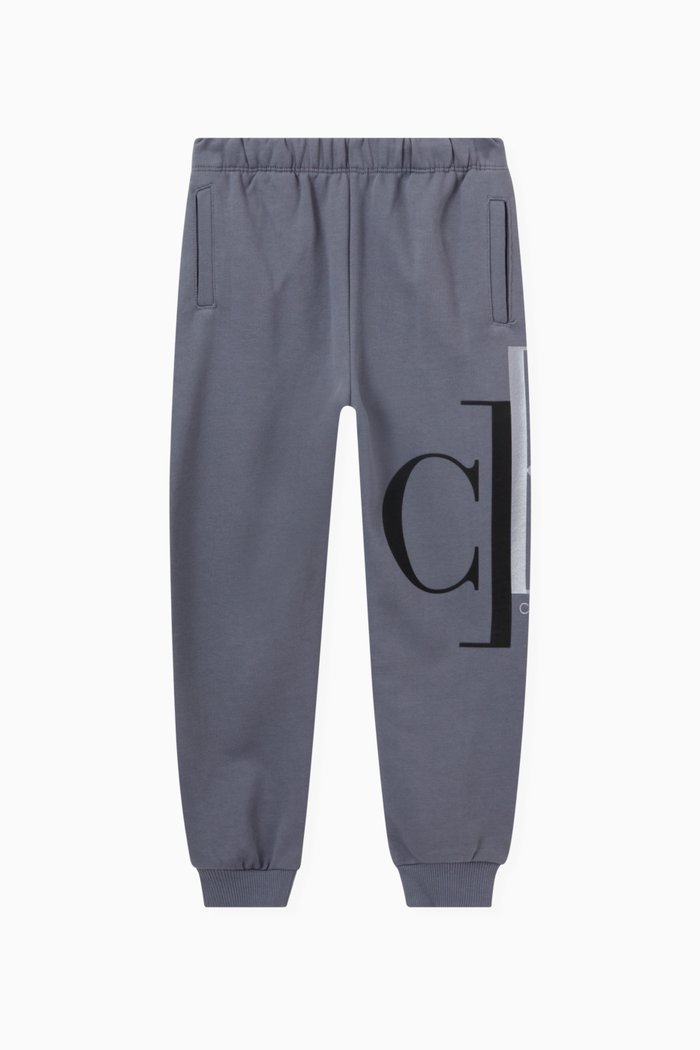 

Mixed Logo Monogram Sweatpants in Cotton Fleece, Grey