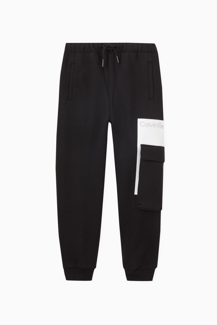 

Colour-block Logo Sweatpants in Cotton Fleece, Black