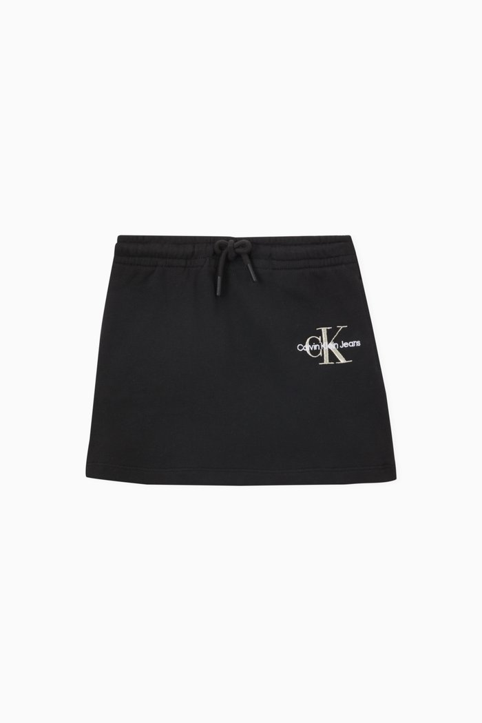 Monogram Skirt in Organic Cotton, Black