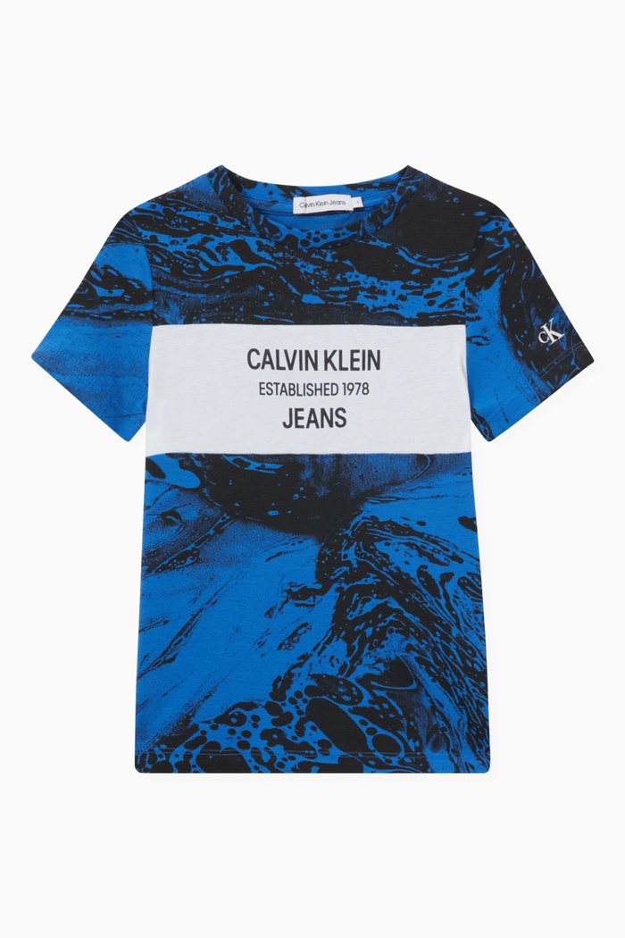 

Liquid Print Logo T-shirt in Cotton, Blue