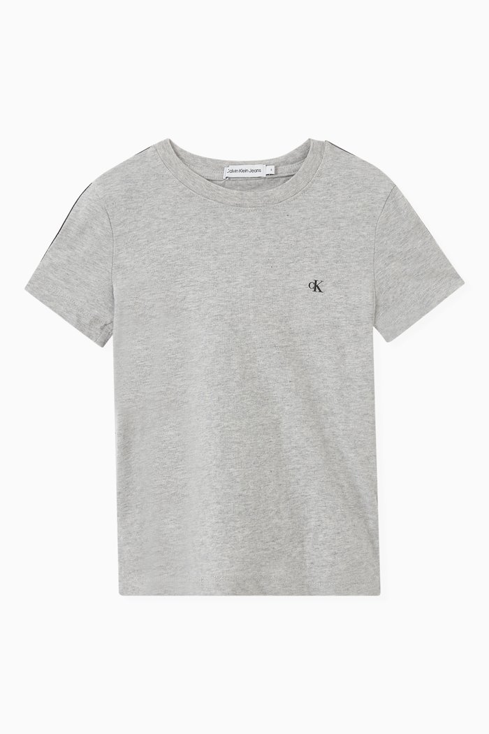 

Fitted Logo Tape T-Shirt in Organic Cotton, Grey