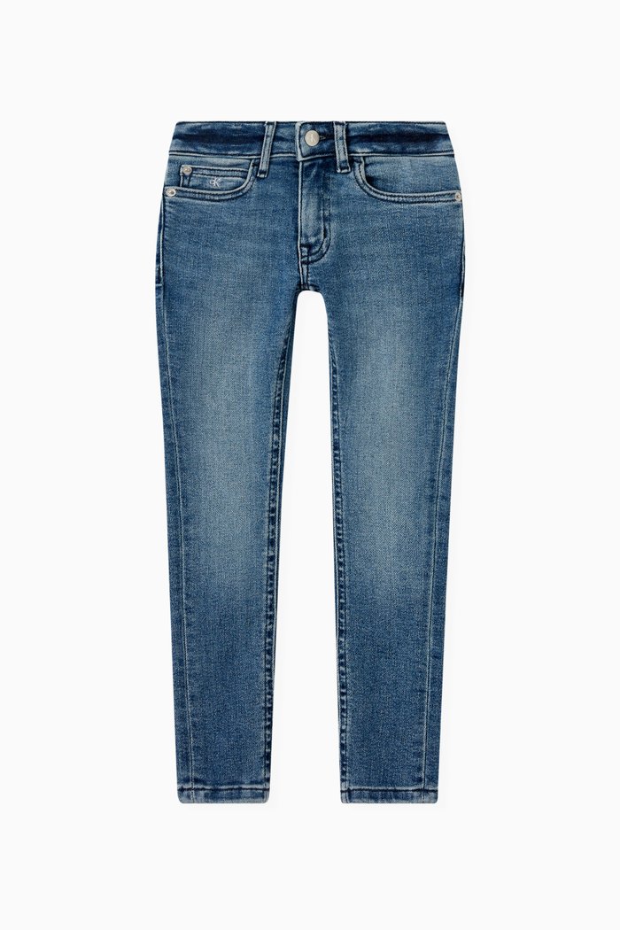 

Mid Rise Super Skinny Jeans in Denim, Blue