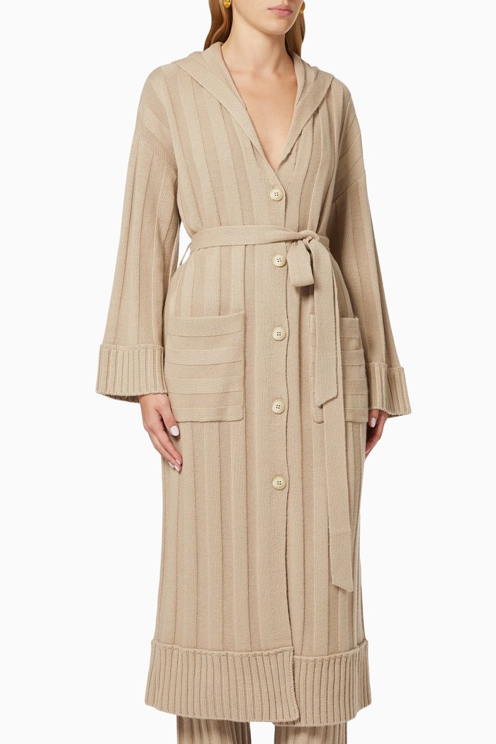 

Alina Loungewear Cardigan Robe in Cashmere, Neutral
