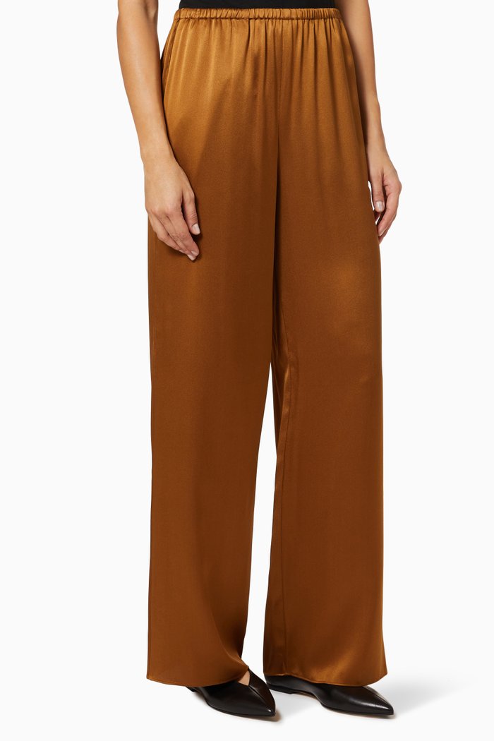 

Pajama Pant in Silk Satin, Brown