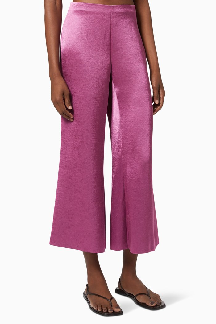 

Wide Flare Pants in Satin, Pink