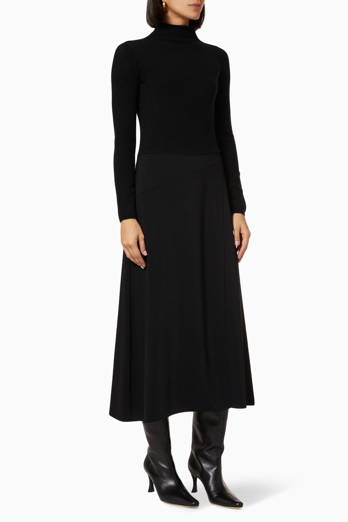 

Open Back Dress in Mixed Media, Black