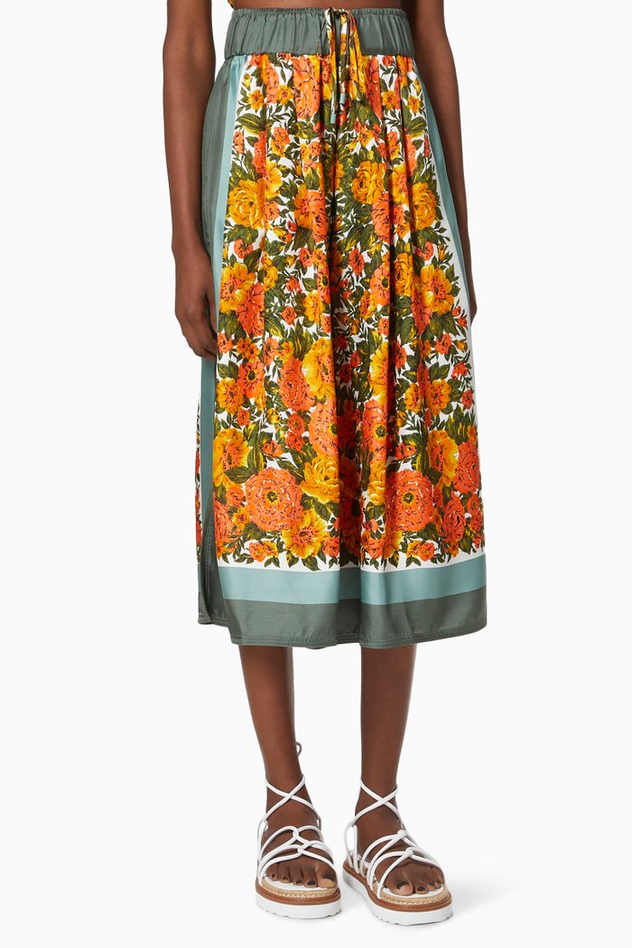 

Gillian Scarf Pants in Silk Twill, Orange