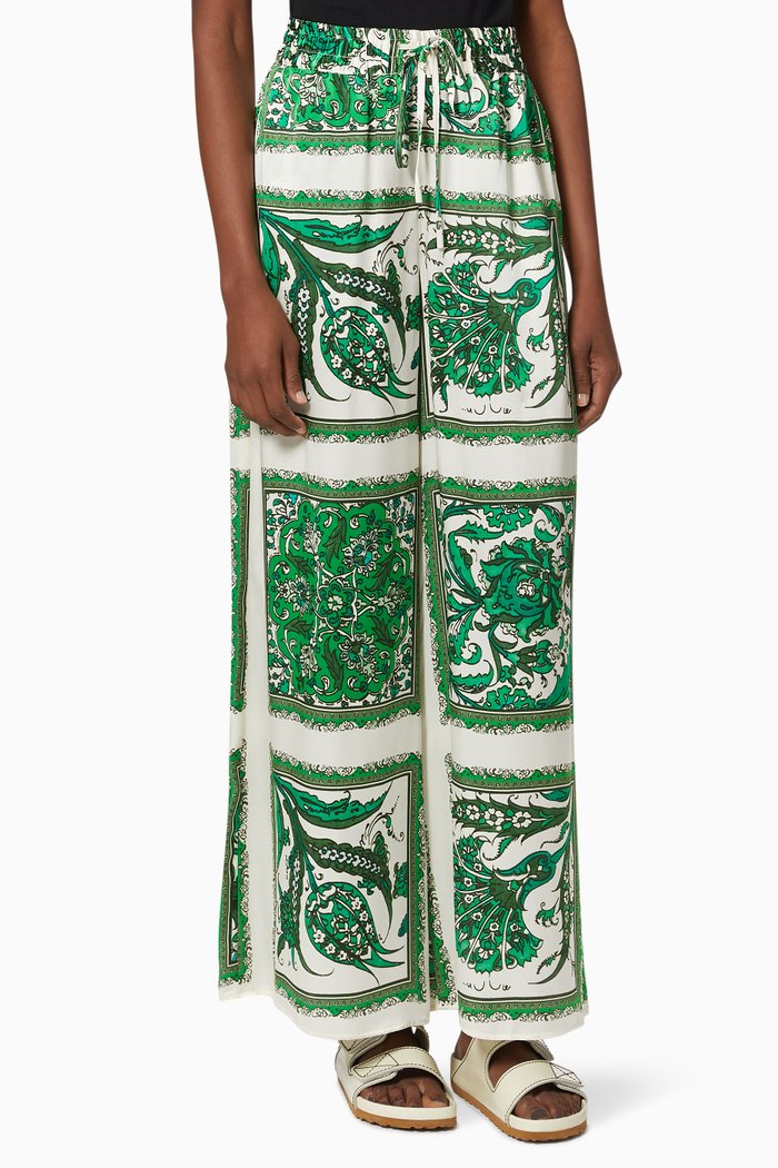 

Lucille Lounge Pants in Silk Satin, Green