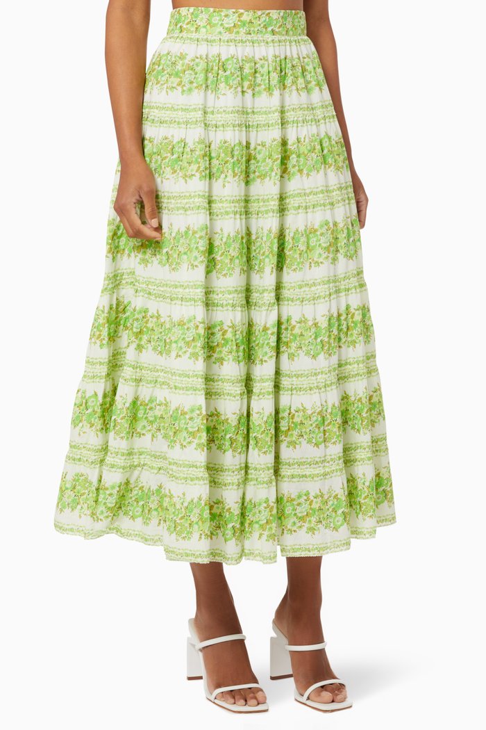 

Jolene Midi Skirt in Organic Cotton Voile, Green