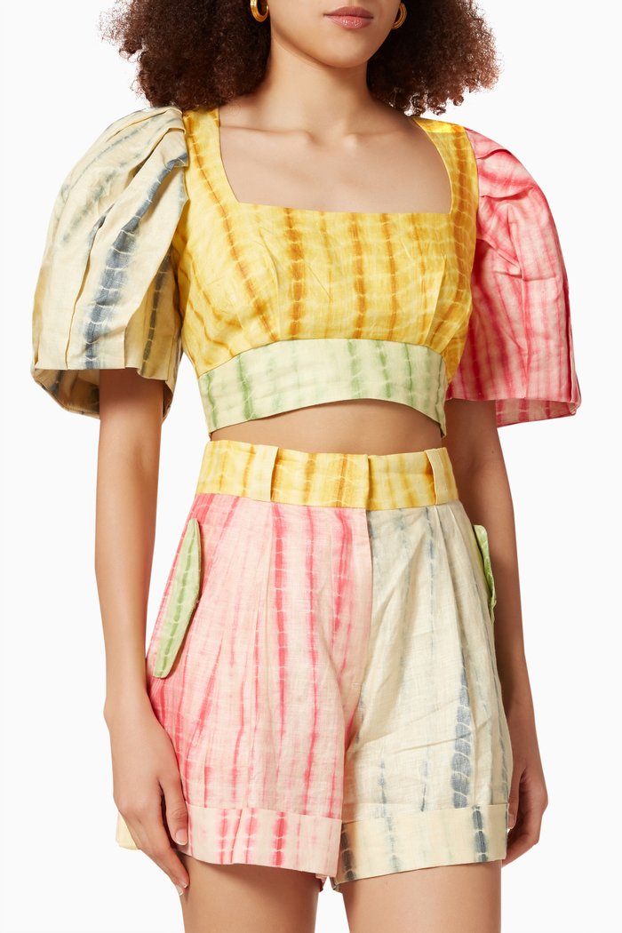 

Queenie Top in Linen, Multicolour
