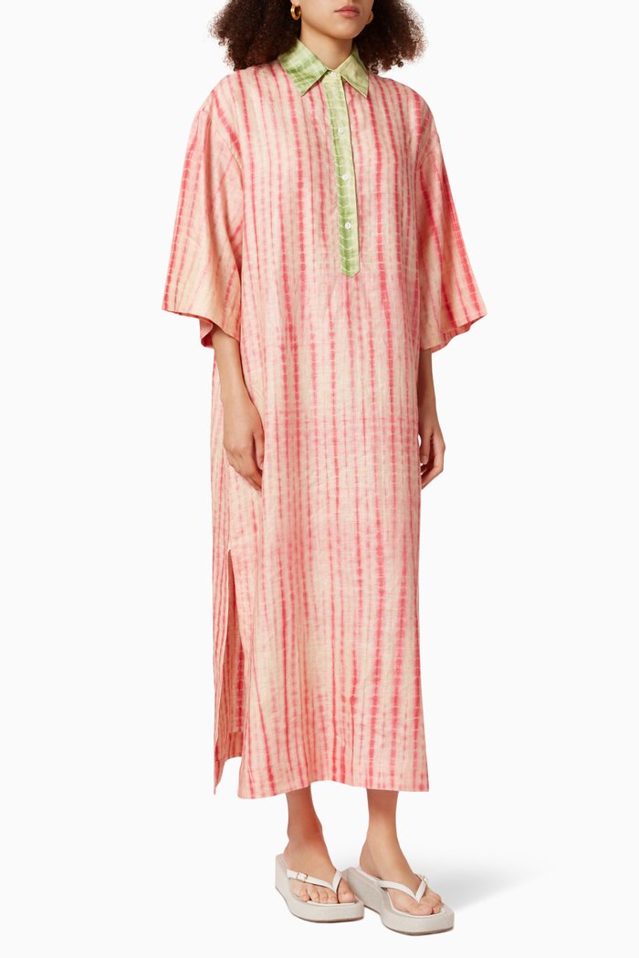

Queenie Pool Dress in Linen, Pink