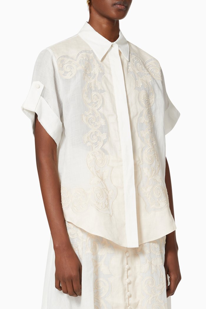 

Burning Love Shirt in Ramie, White
